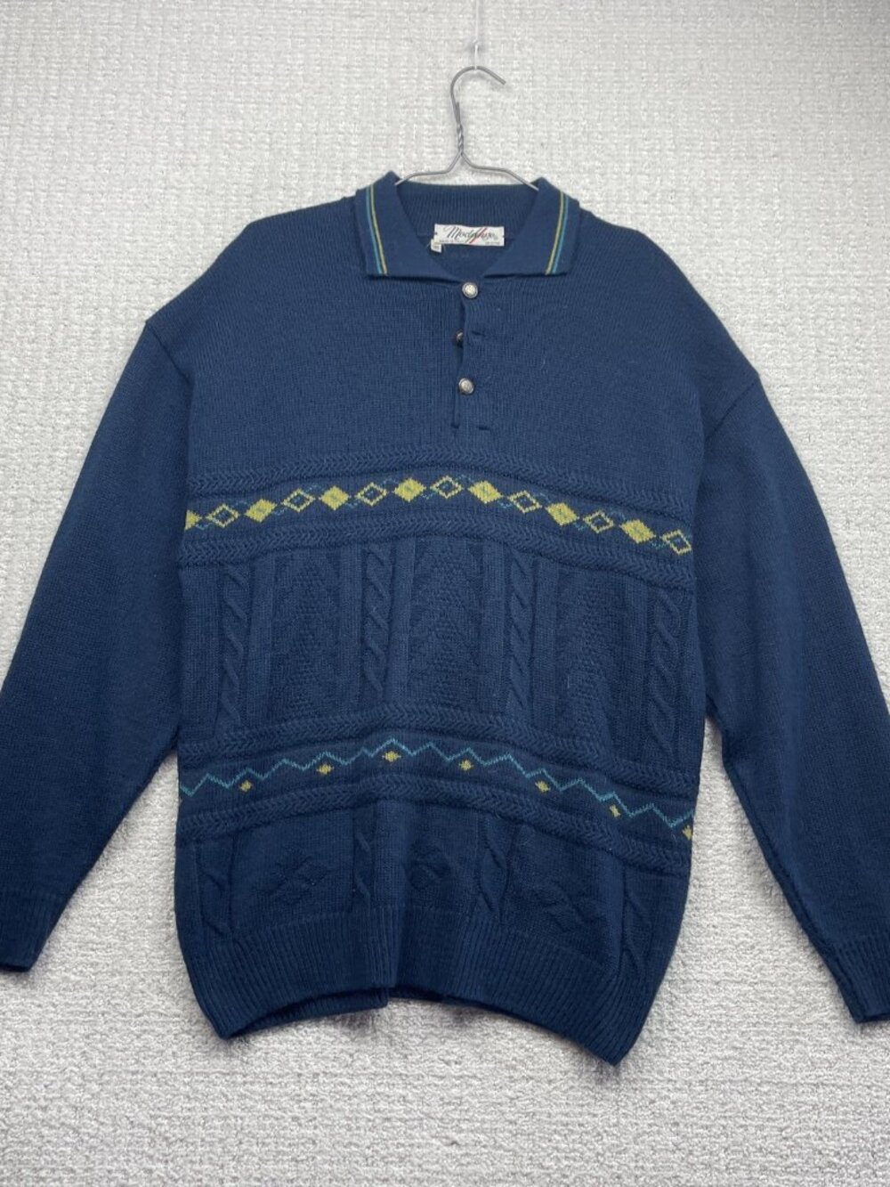 Vintage Modango Alpaca Wool Blend Knit Sweater Polo Preppy Men Sz M Italy Made